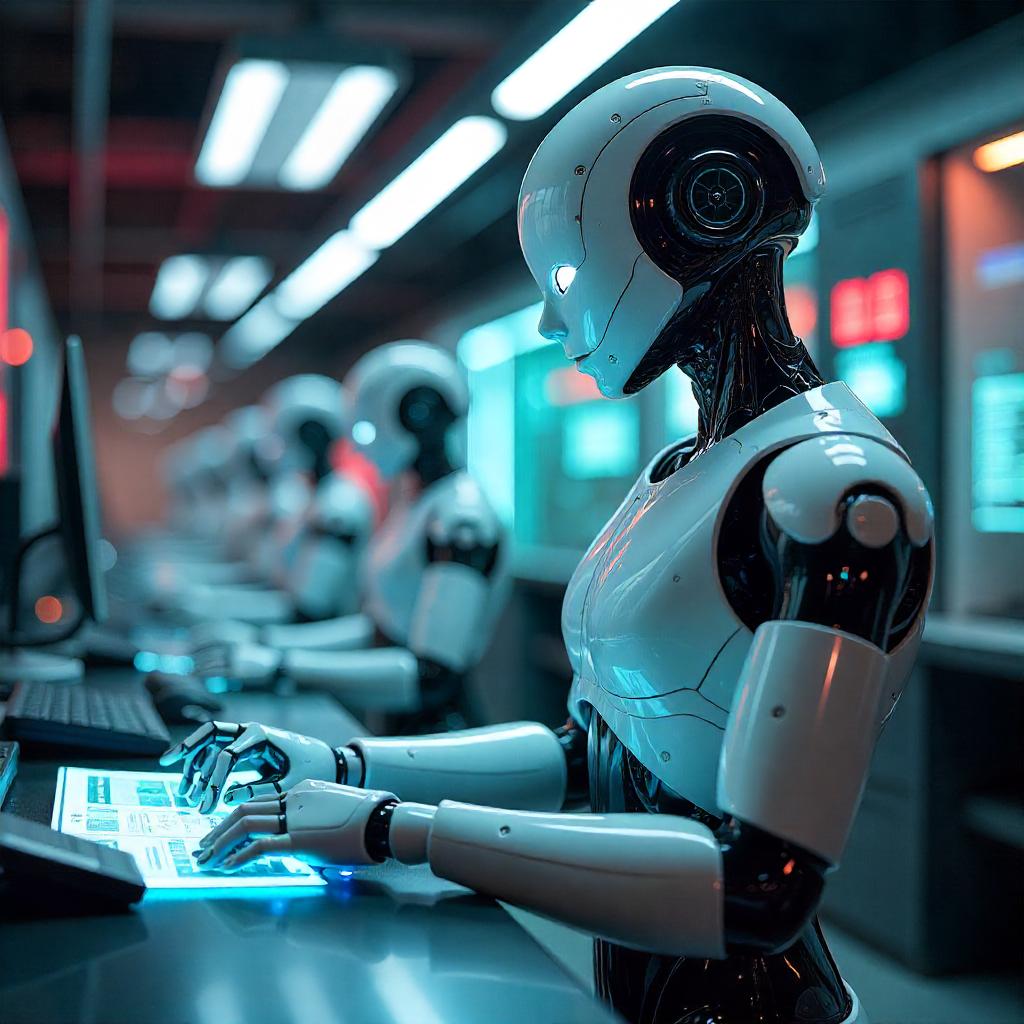 Ilustración editorial sobre el dilema ético de sustituir empleos mediante inteligencia artificial