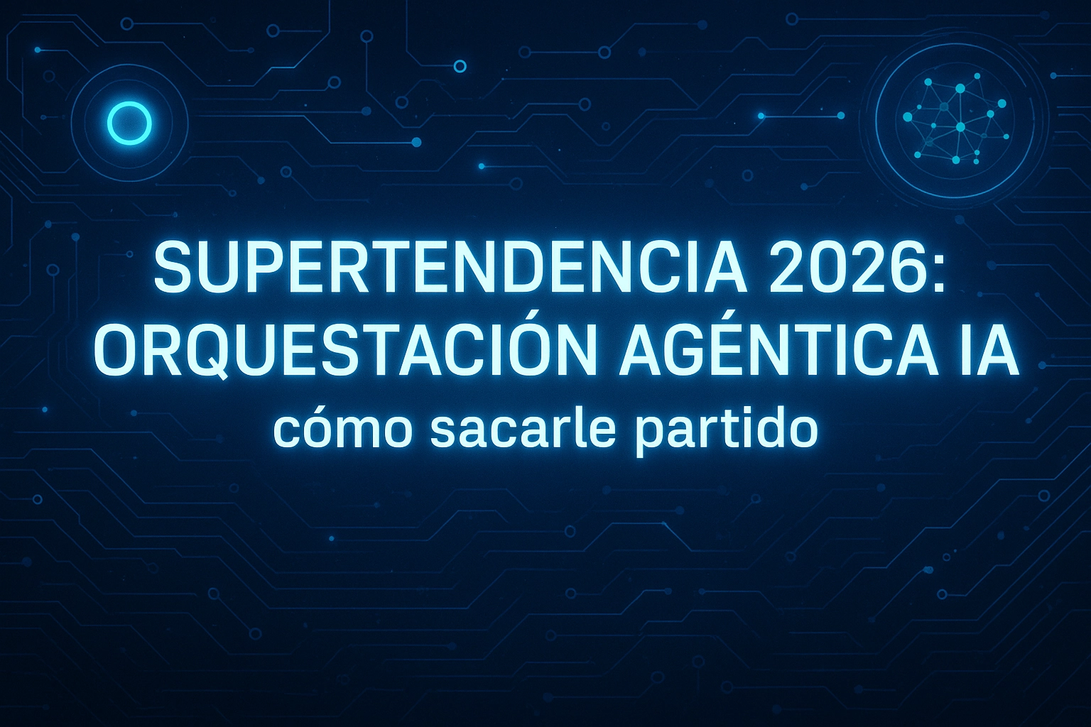 Ilustración editorial sobre eficiencia mediante orquestación de agentes de inteligencia artificial